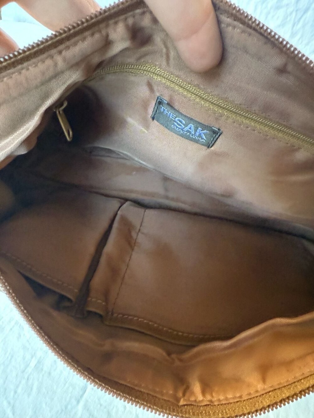Brown Butter Leather Hobo Bag w Contrast Stitching Y2K 90s Excellent Condition - Picture 7 of 10